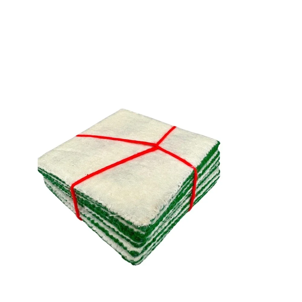 Vintage Needlepoint Christmas Coasters Set of‎ 8 Holly Poinsettia Handmade